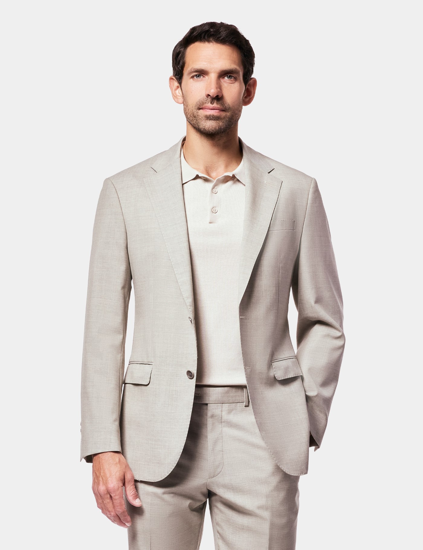 Hawes & Curtis Tailored Fit Greige 1913 Suit Jacket Size: 40 (EU 50)