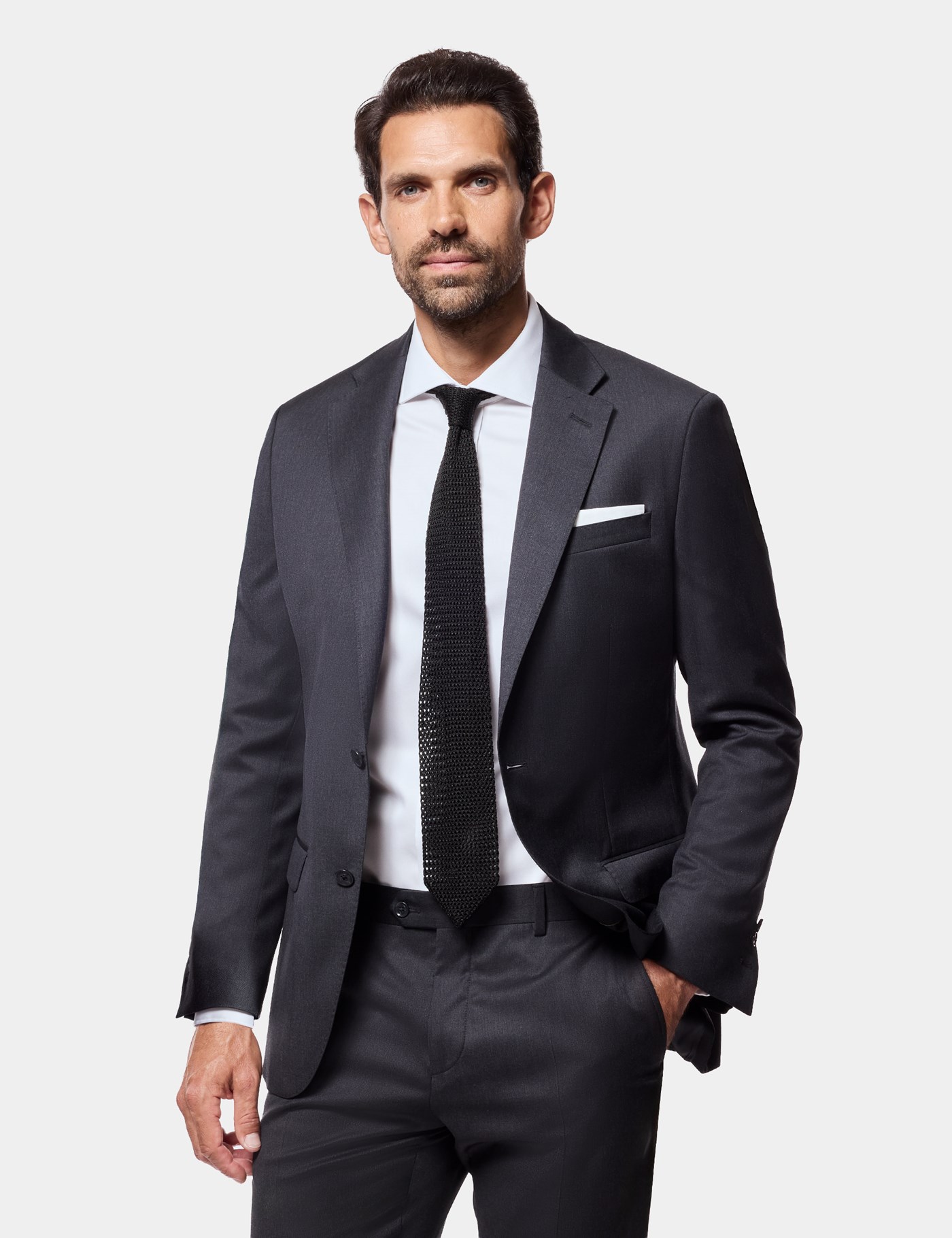 Hawes & Curtis Slim Fit Charcoal Twill 1913 Suit Jacket Size: 36 short (EU 46)