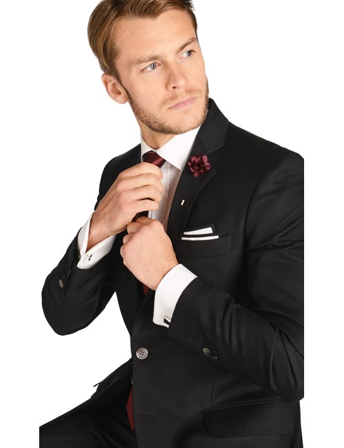 Anzugsakko - Slim Fit - schwarz - 140s Wolle - 2-Knopf Einreiher - gefüttert - Seitenschlitze