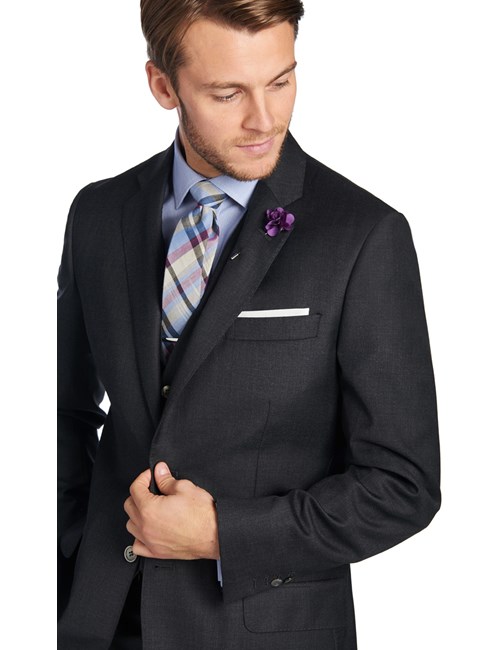 Men's Charcoal Tailored Fit Italian Suit Jacket - 1913 Collection