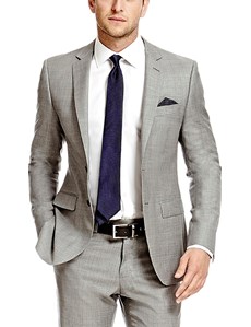 Men's Grey Twill Slim Fit Suit - Super 120s Wool | Hawes & Curtis