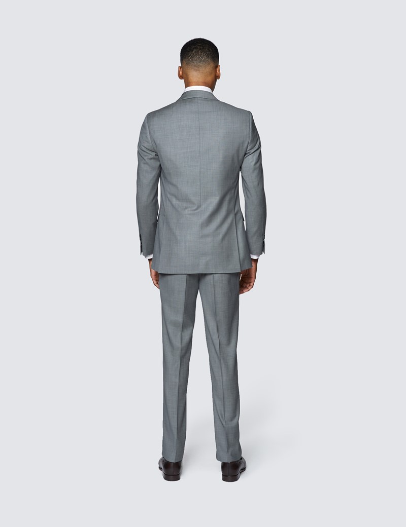 Men's Grey Twill Slim Fit Suit - Super 120s Wool