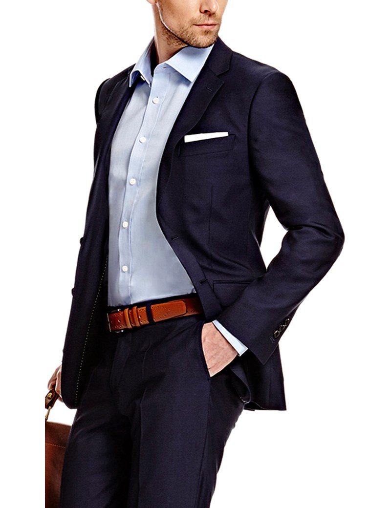 Men's Dark Navy Twill Extra Slim Fit Suit - Super 120s Wool | Hawes ...
