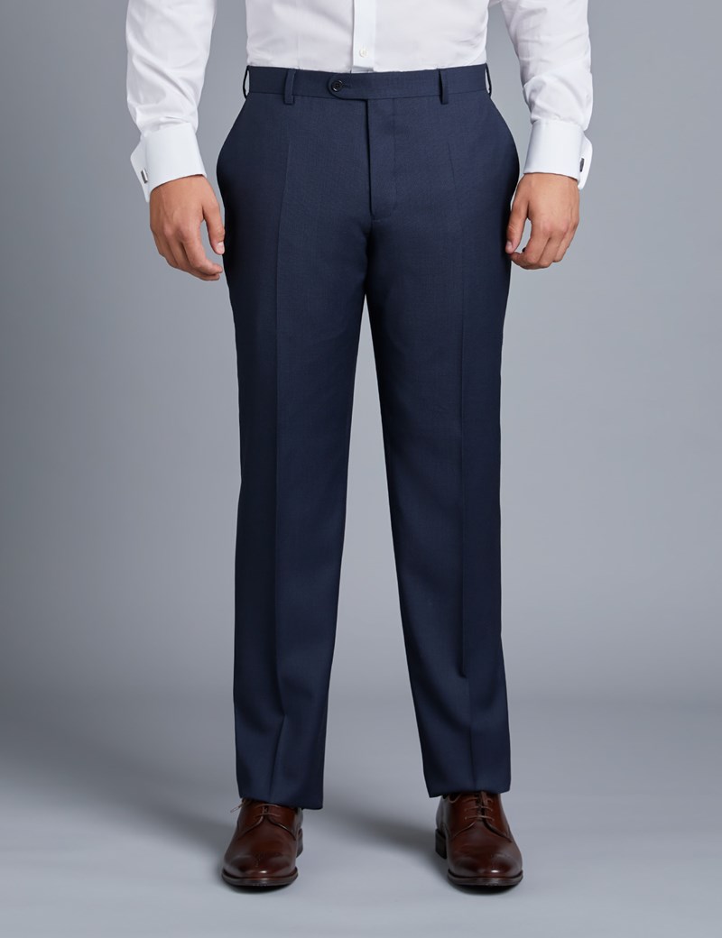 Men's Navy Birdseye Classic Fit Suit - Super 120s Wool | Hawes & Curtis