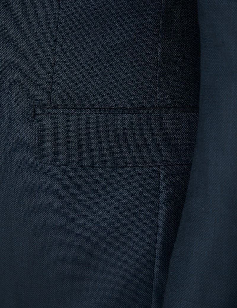 Men's Navy Birdseye Slim Fit Suit Jacket - 