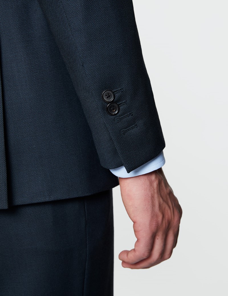 Men's Navy Birdseye Slim Fit Suit Jacket - Super 120s Wool 