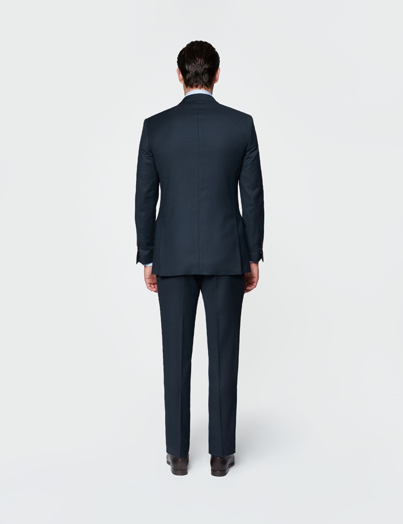 Men's Navy Birdseye Slim Fit Suit Jacket - Super 120s Wool 