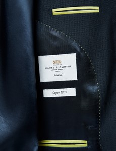 Men's Navy Birdseye Slim Fit Suit - Super 120s Wool