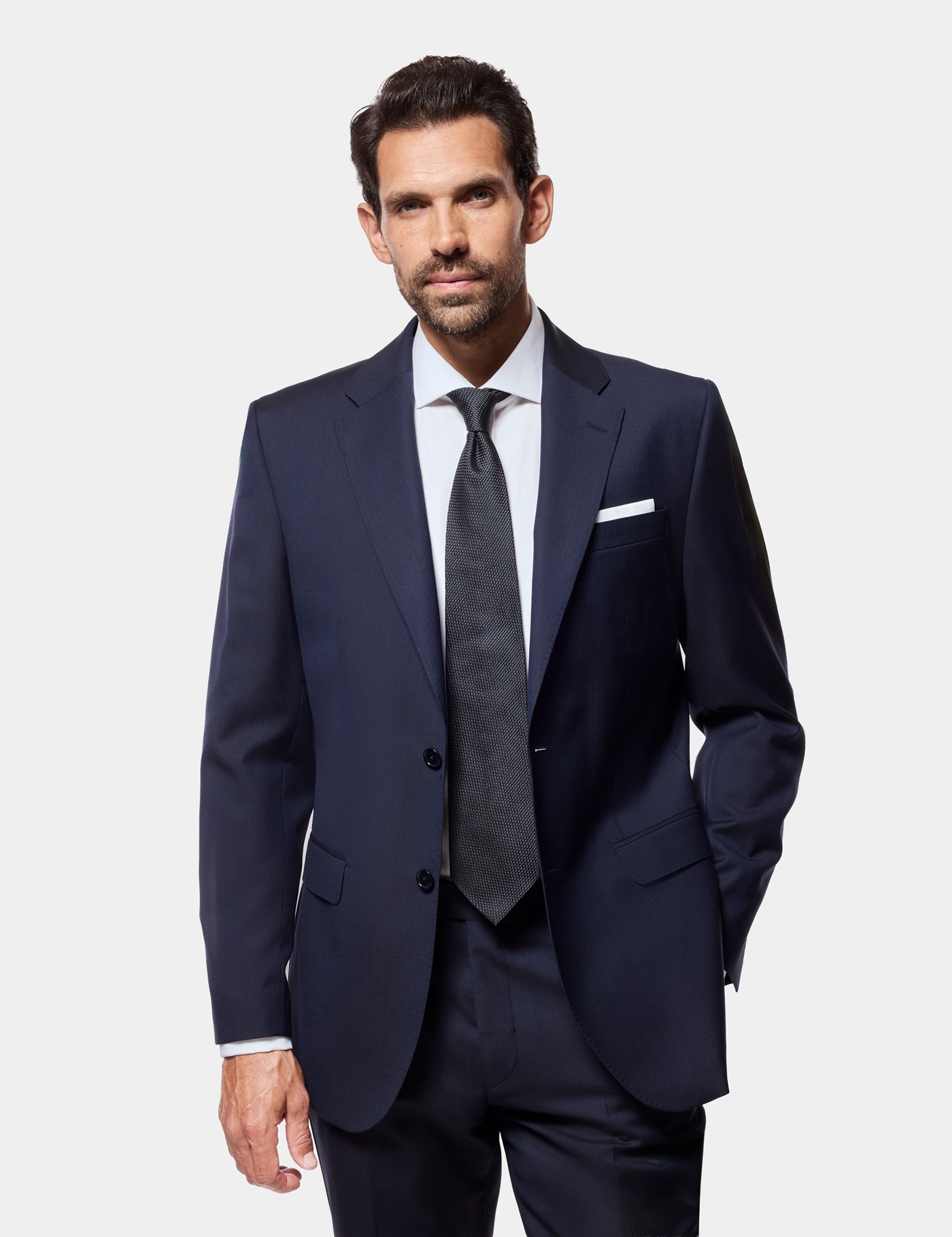 Hawes & Curtis Tailored Fit Navy Pinstripe 1913 Suit Jacket Size: 42 short (EU 52)