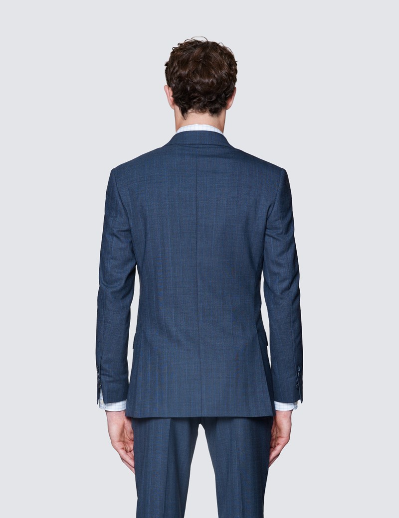 Anzug – 110s Wolle – Tailored Fit – 2-Knopf Einreiher – dunkelblau Fischgrat Karo