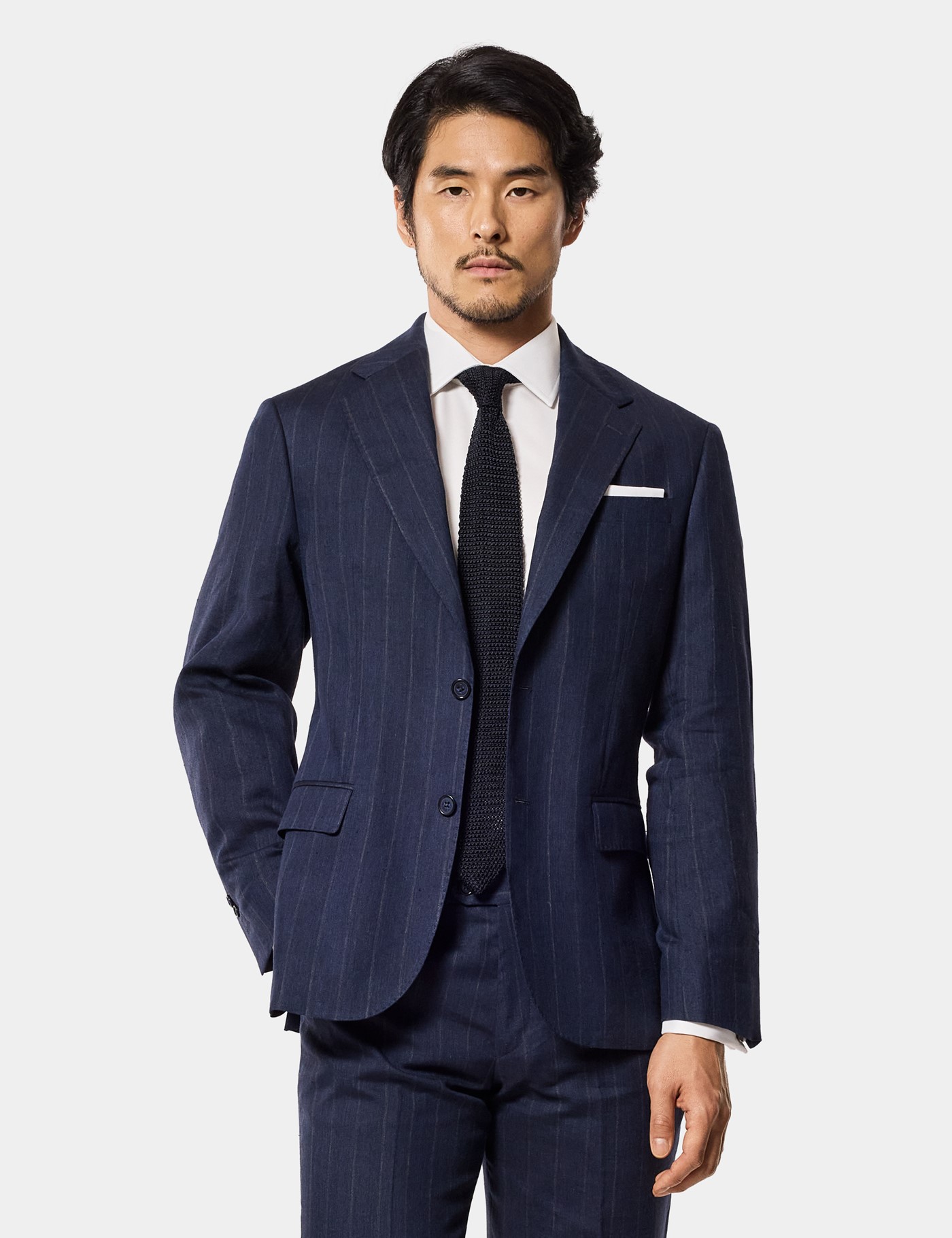 & Tailored Fit Stripe Hopsack 1913 Suit Jacket short