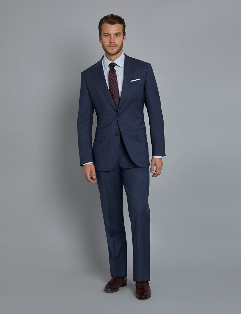 Men’s Dark Blue Tonal Stripe Tailored Fit Italian Suit - 1913 ...