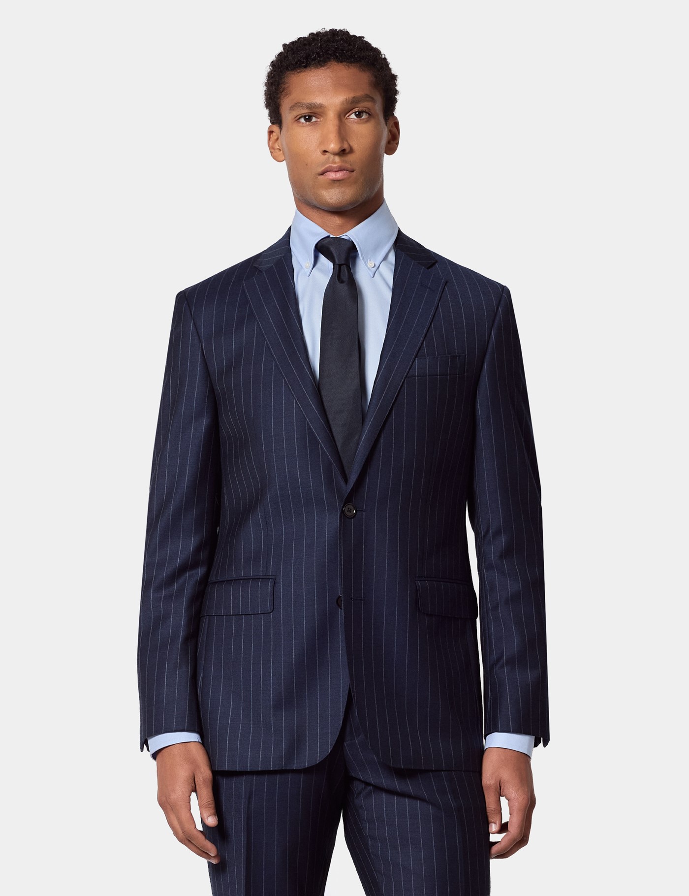 & Tailored Fit Chalk Stripe Suit Jacket short
