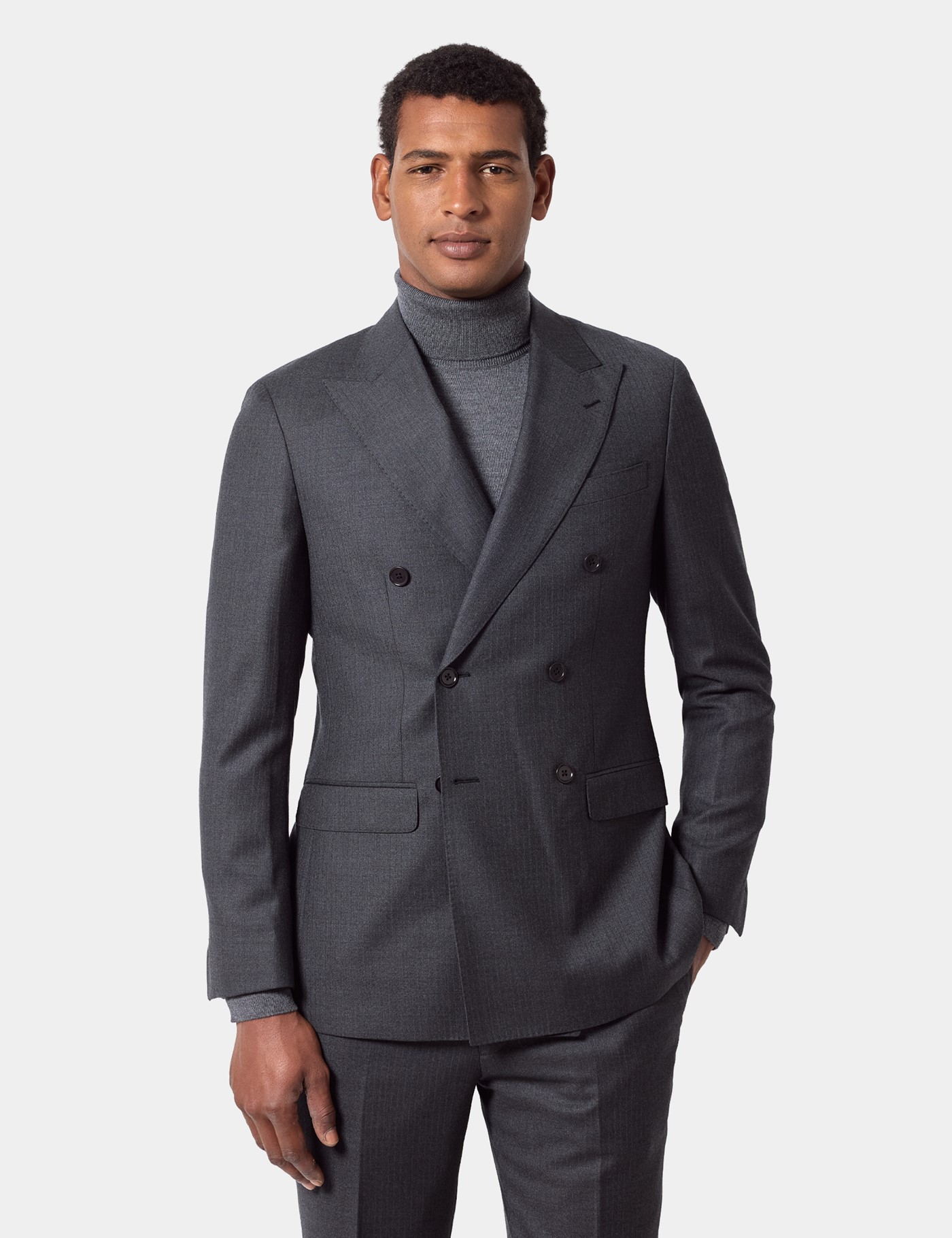 & Slim Fit Shadow Stripe Suit Jacket short