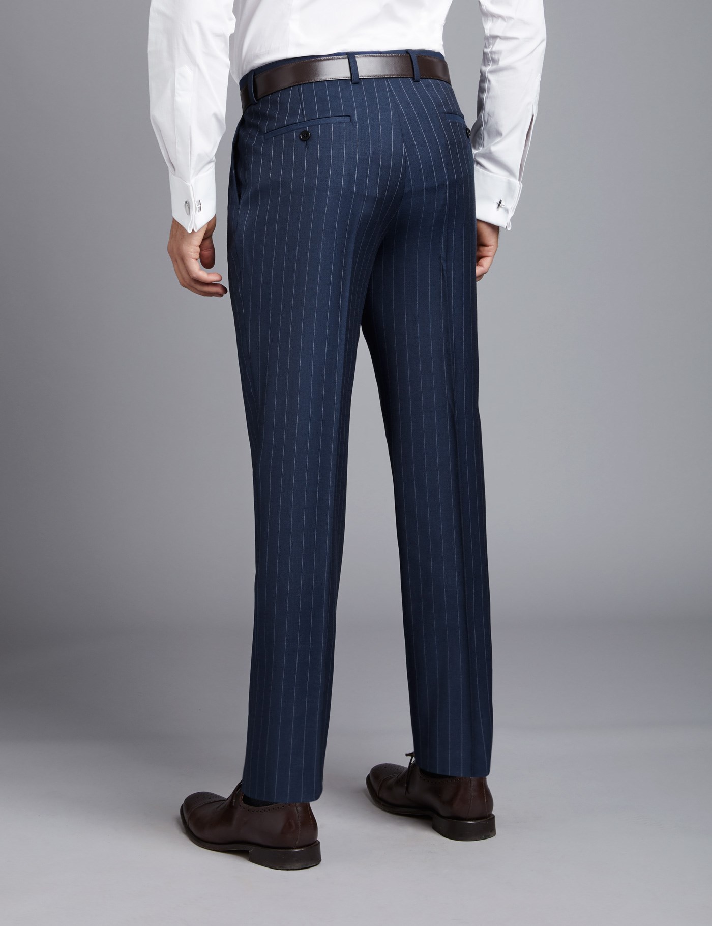 Men's Dark Blue Pinstripe Slim Fit Suit | Hawes & Curtis
