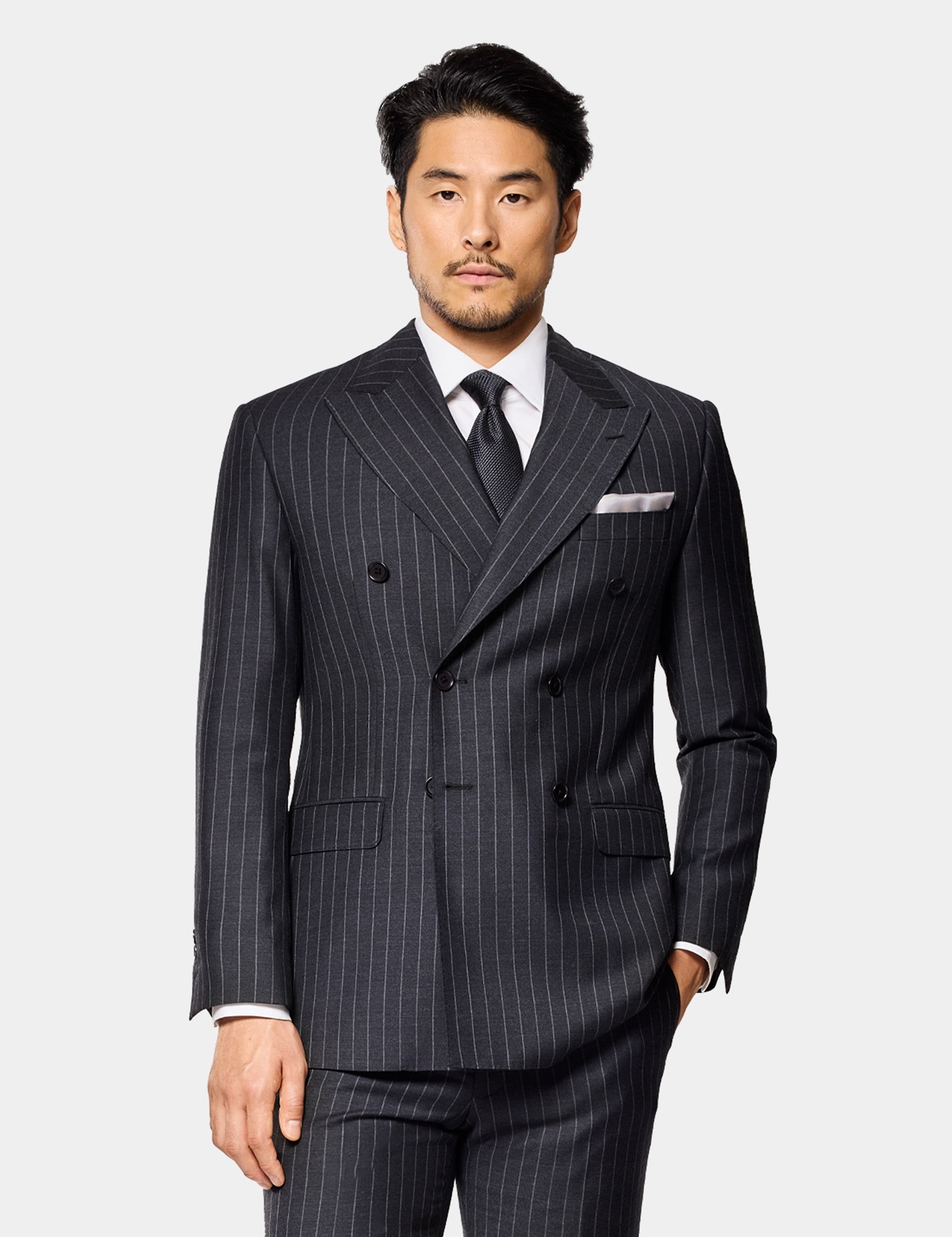 Hawes & Curtis Slim Fit Charcoal Chalk Stripe Suit Jacket Size: 42 reg (EU 52)