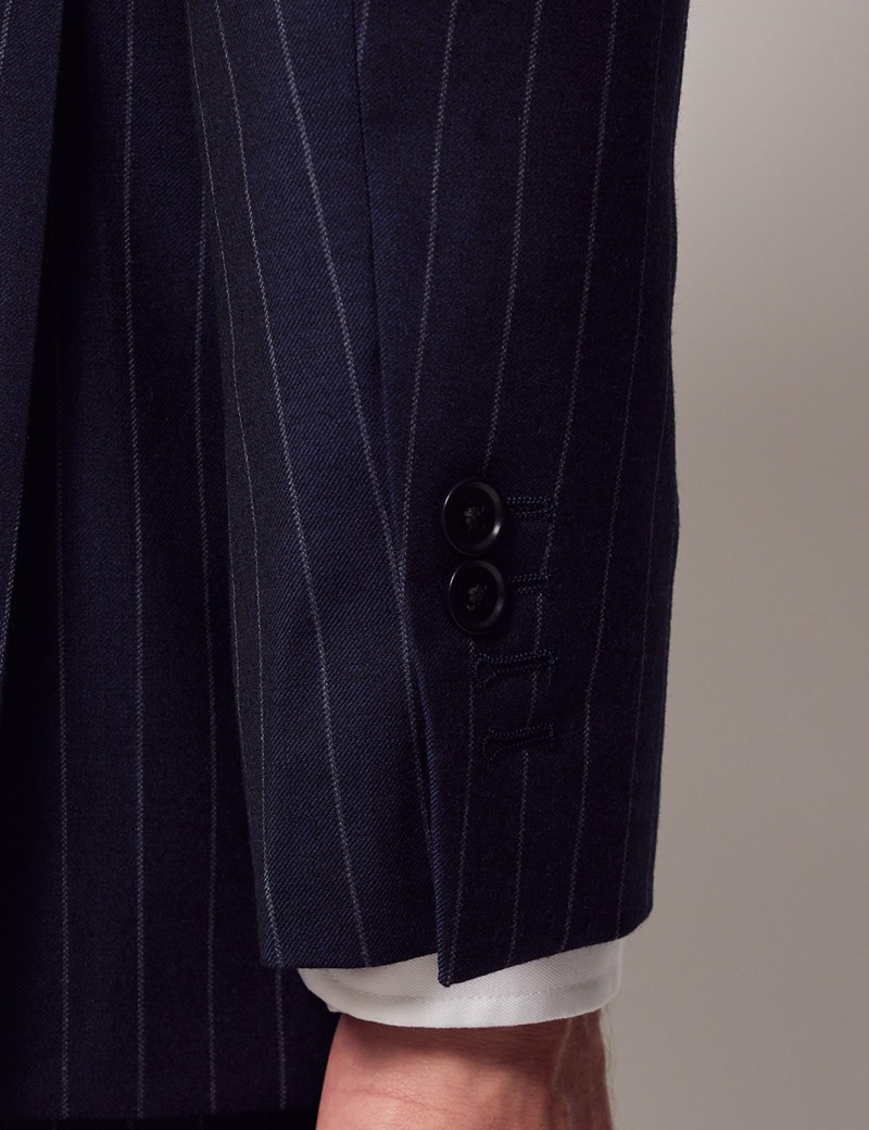 Double breasted navy chalk stripe outlet suit