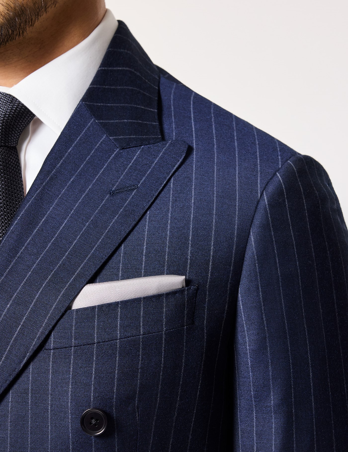 Hawes & Curtis Slim Fit Navy Chalk Stripe Suit Size: One Size image 3