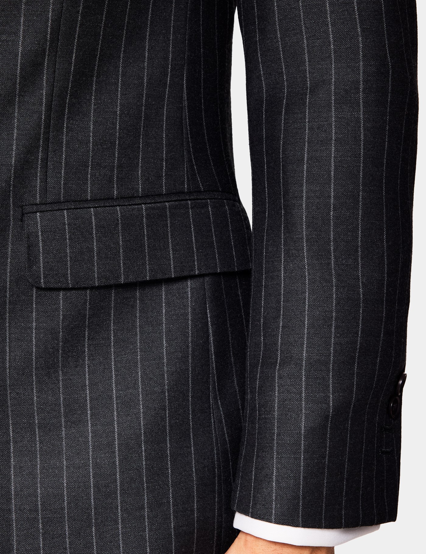 Hawes & Curtis Slim Fit Charcoal Chalk Stripe Suit Jacket Size: 44 long (EU 54) image 4