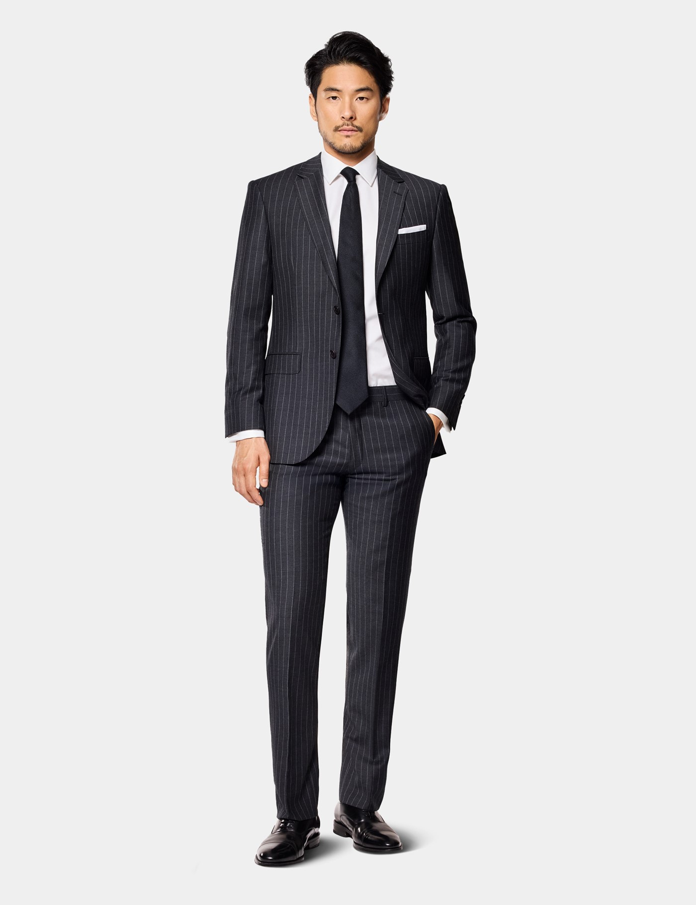 Hawes & Curtis Slim Fit Charcoal Chalk Stripe Suit Jacket Size: 44 long (EU 54) image 3