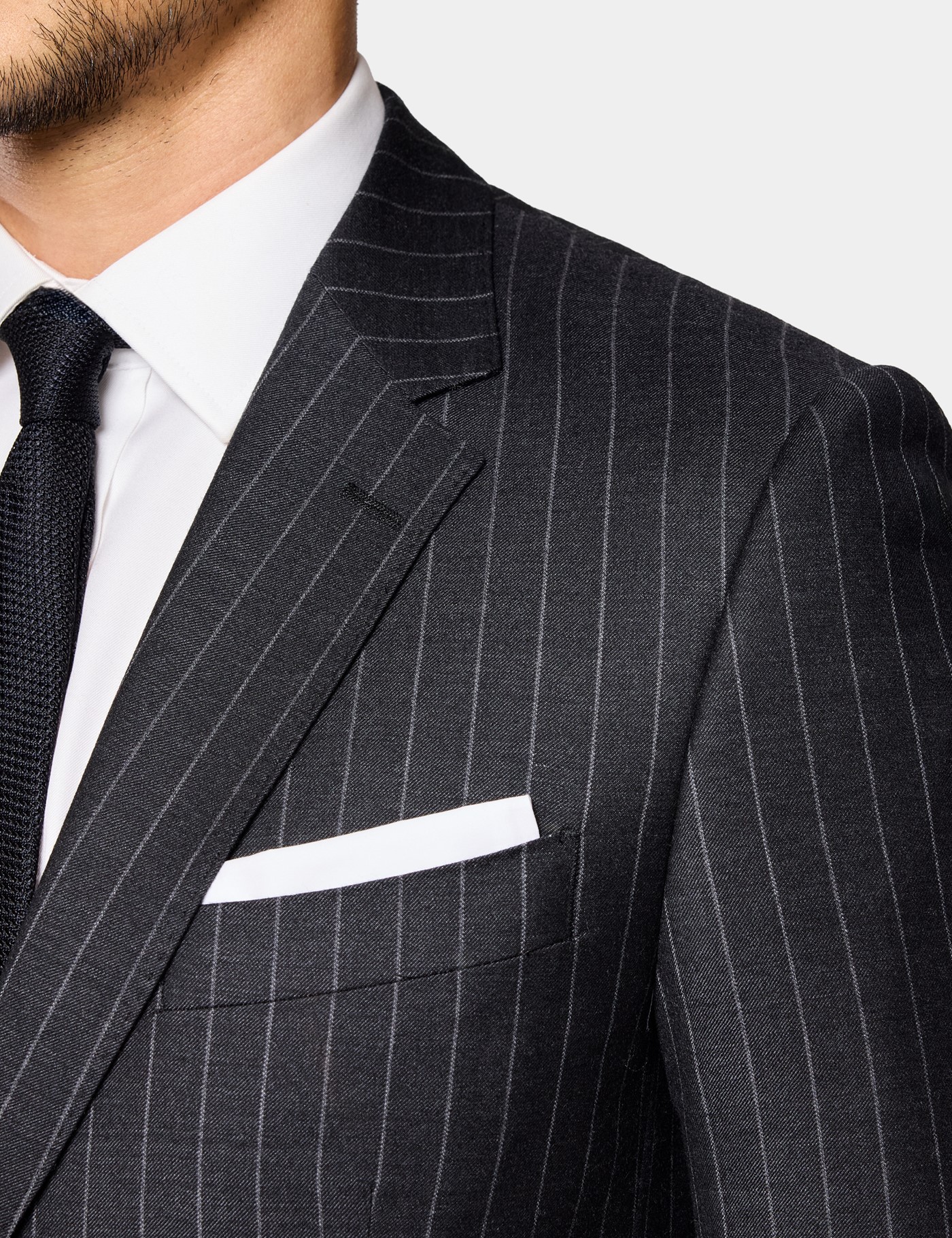 Hawes & Curtis Slim Fit Charcoal Chalk Stripe Suit Jacket Size: 44 long (EU 54) image 2