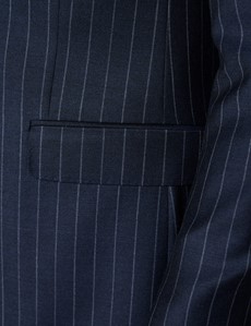 Men's Navy Chalk Stripe Slim Fit Suit Jacket