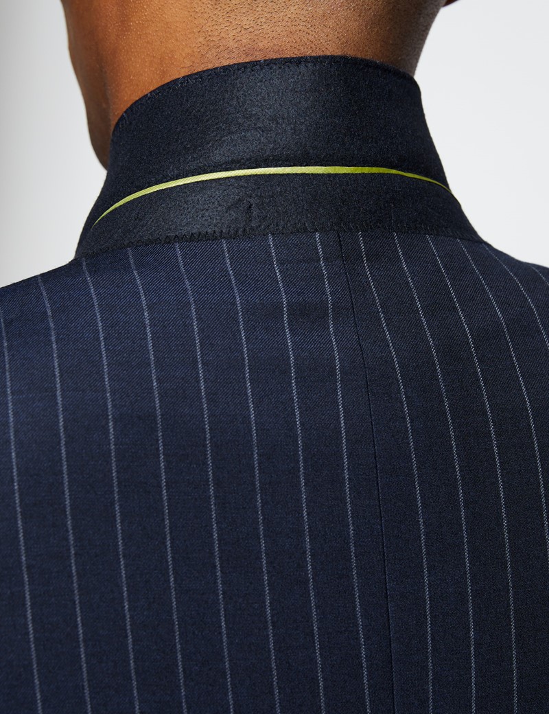 Mens Navy Chalk Stripe Slim Fit Suit Jacket Hawes And Curtis 4631