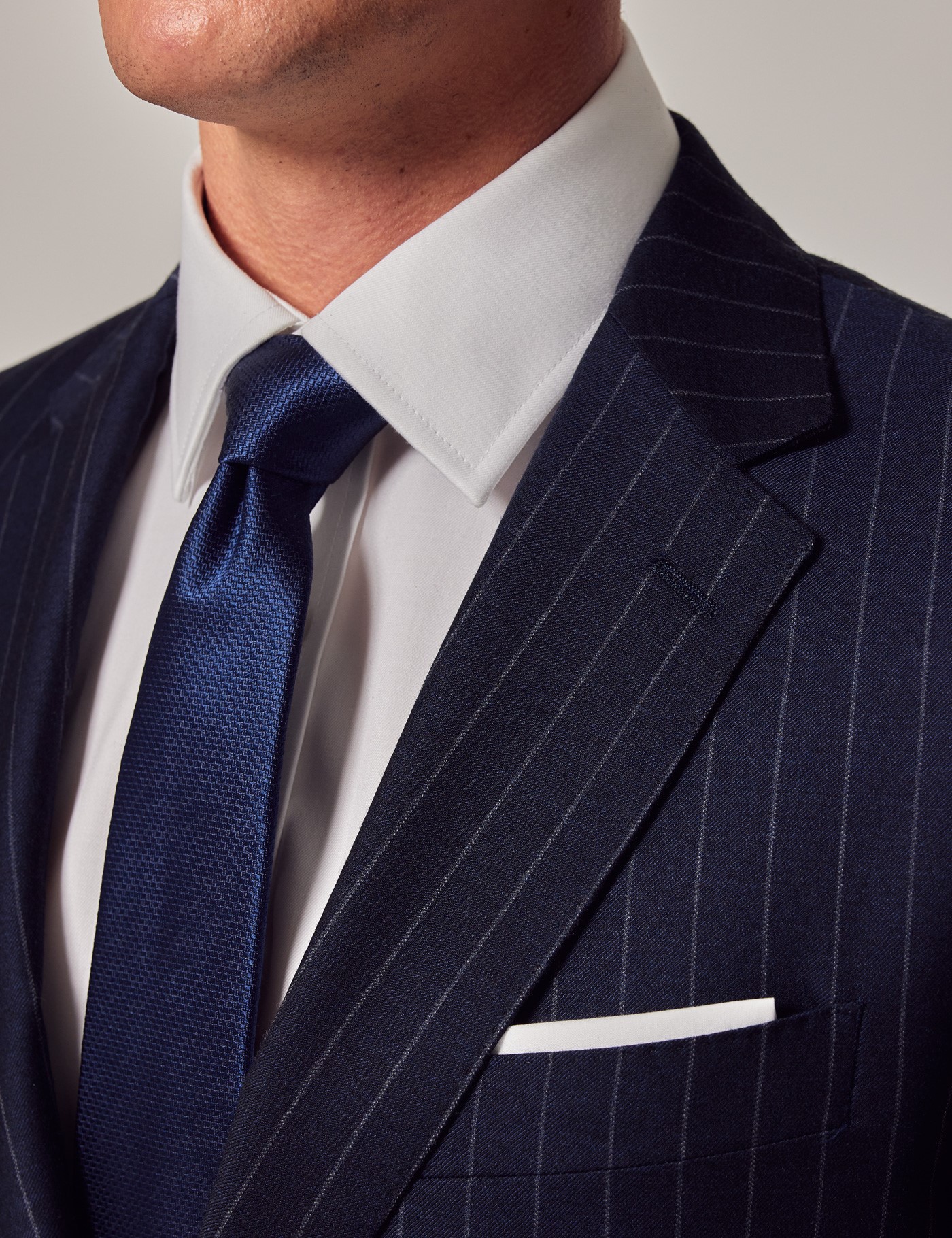 Men's Navy Chalk Stripe Slim Fit Suit Jacket | Hawes & Curtis