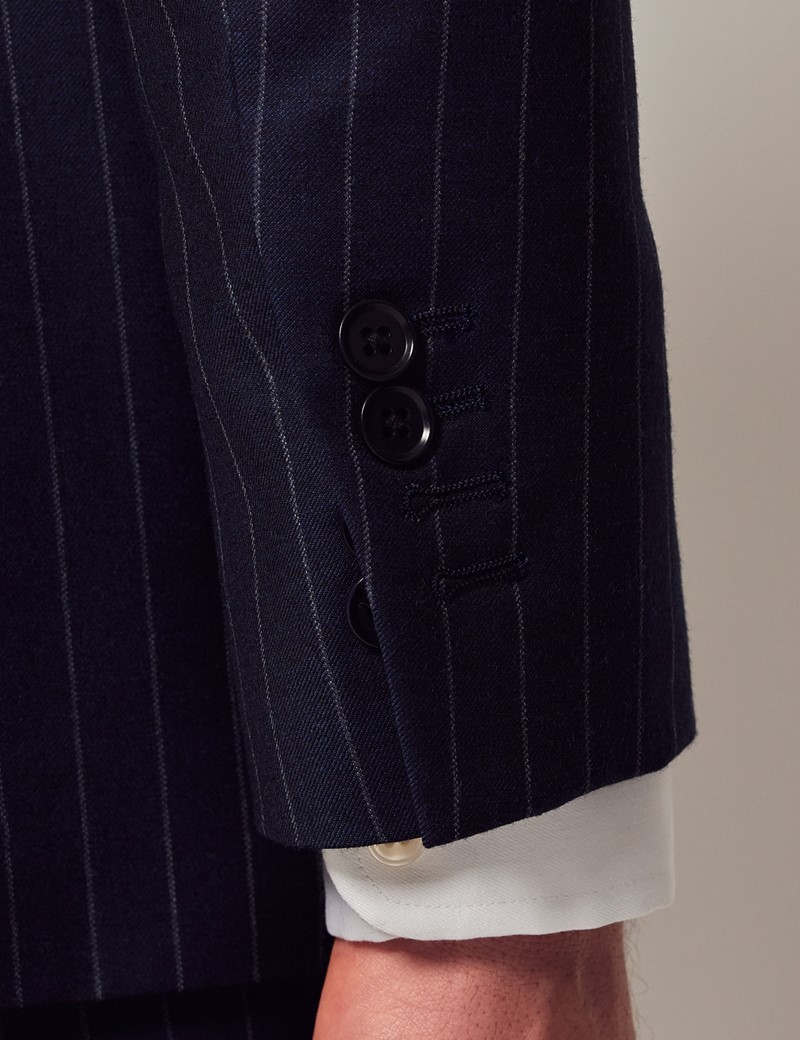Hawes & Curtis Navy Chalk Stripe Double Breasted Slim Suit Jacket