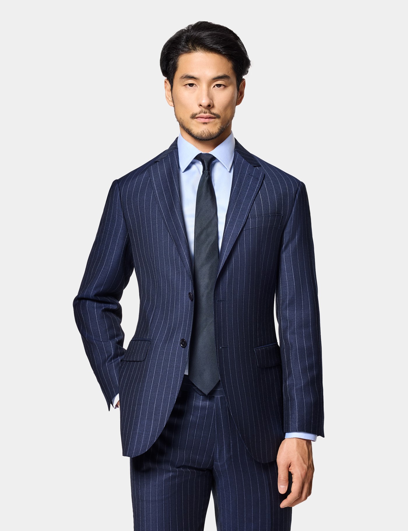 Hawes & Curtis Slim Fit Navy Chalk Stripe Suit Jacket Size: 40 reg (EU 50)