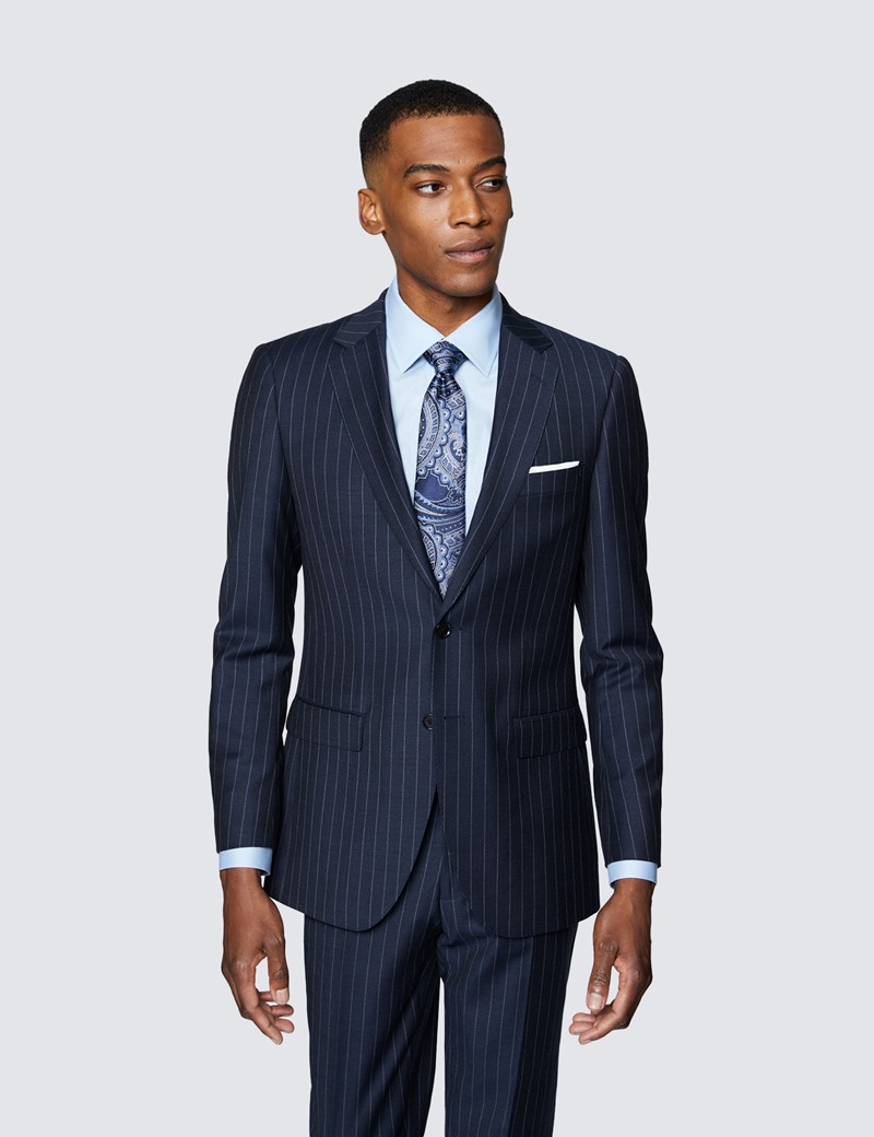 Men's Navy Chalk Stripe Slim Fit Suit