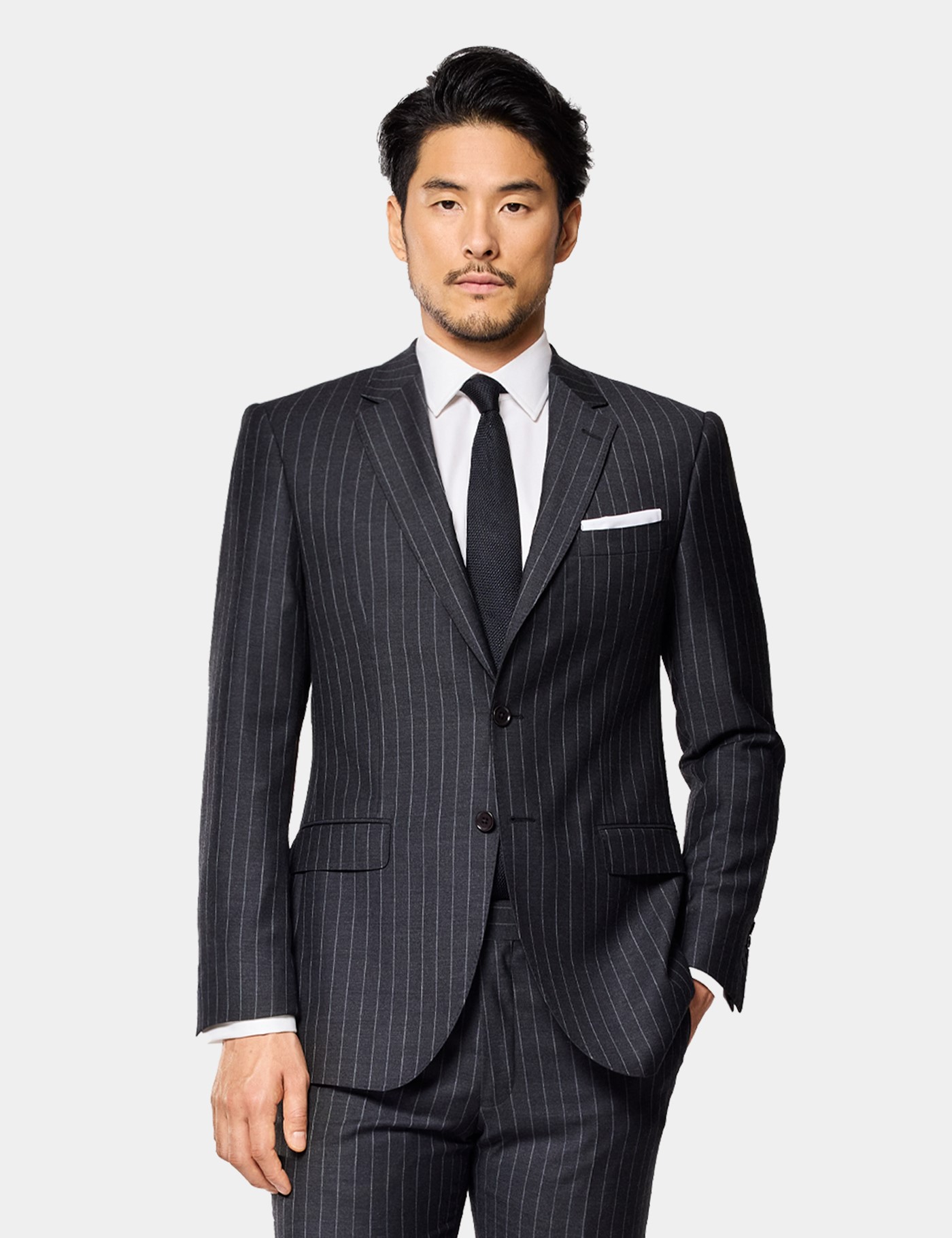Hawes & Curtis Slim Fit Charcoal Chalk Stripe Suit Size: One Size