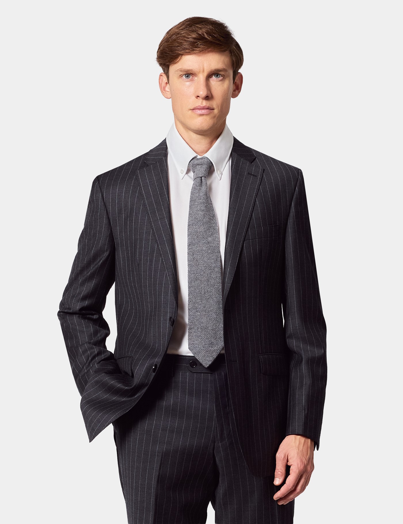 & Classic Fit Chalk Stripe Suit Jacket reg