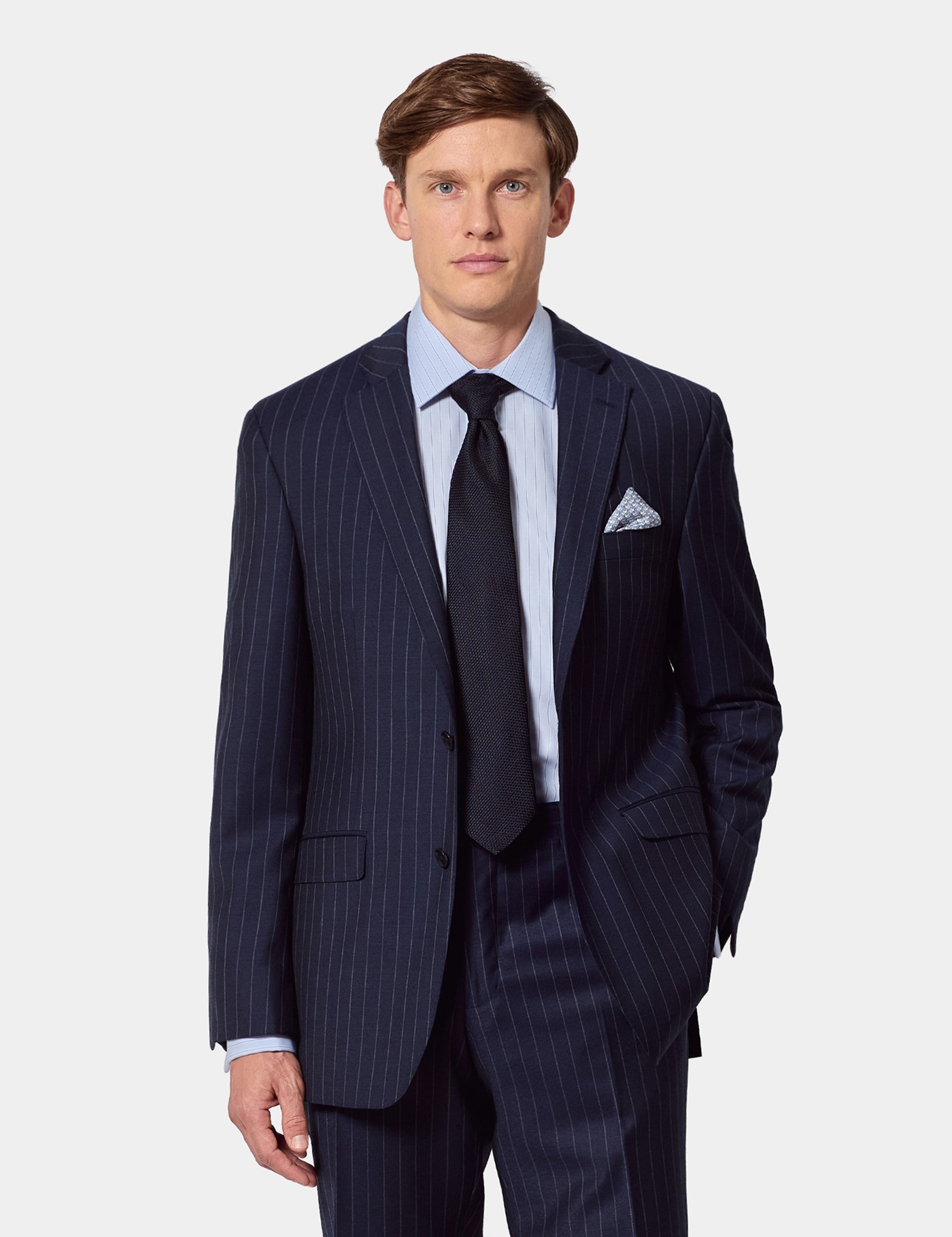 Hawes & Curtis Classic Fit Navy Chalk Stripe Suit Jacket Size: 52 reg (EU 62)
