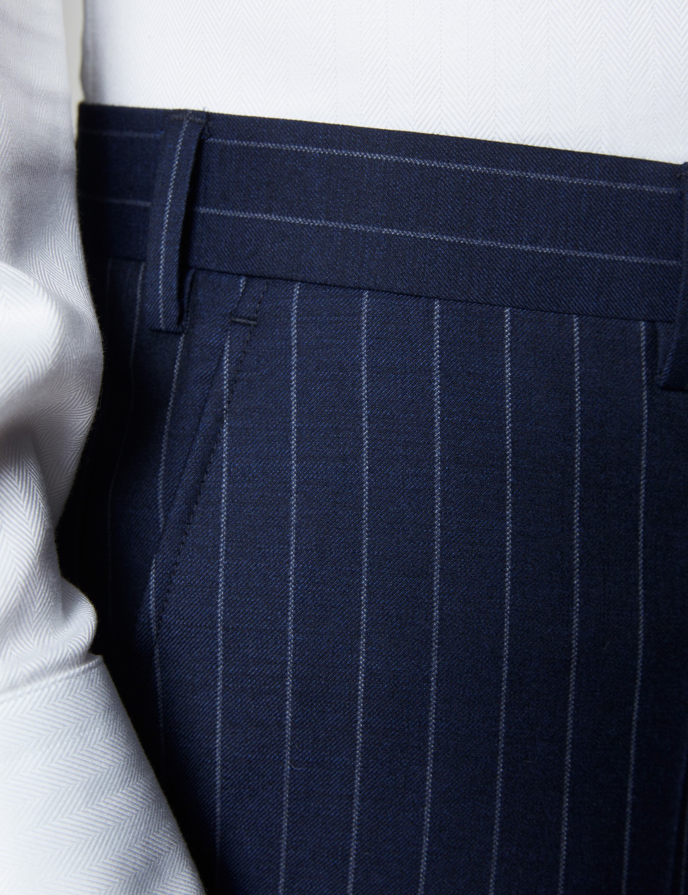 Men's Navy Chalk Stripe Classic Fit Suit | Hawes & Curtis