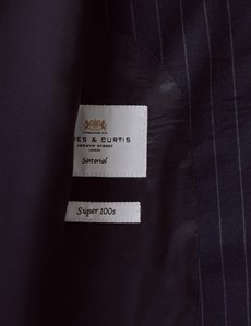 Men's Navy Chalk Stripe Classic Fit Suit | Hawes & Curtis