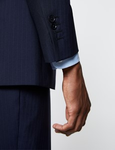 Men's Navy Tonal Stripe Slim Fit Suit