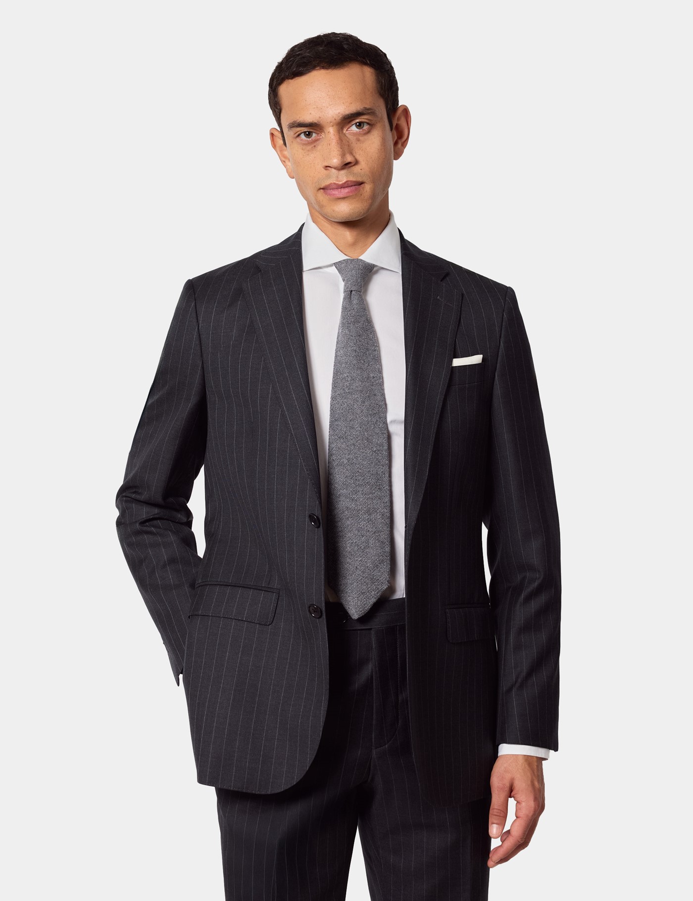 & Tailored Fit Chalk Stripe 1913 Suit Jacket short
