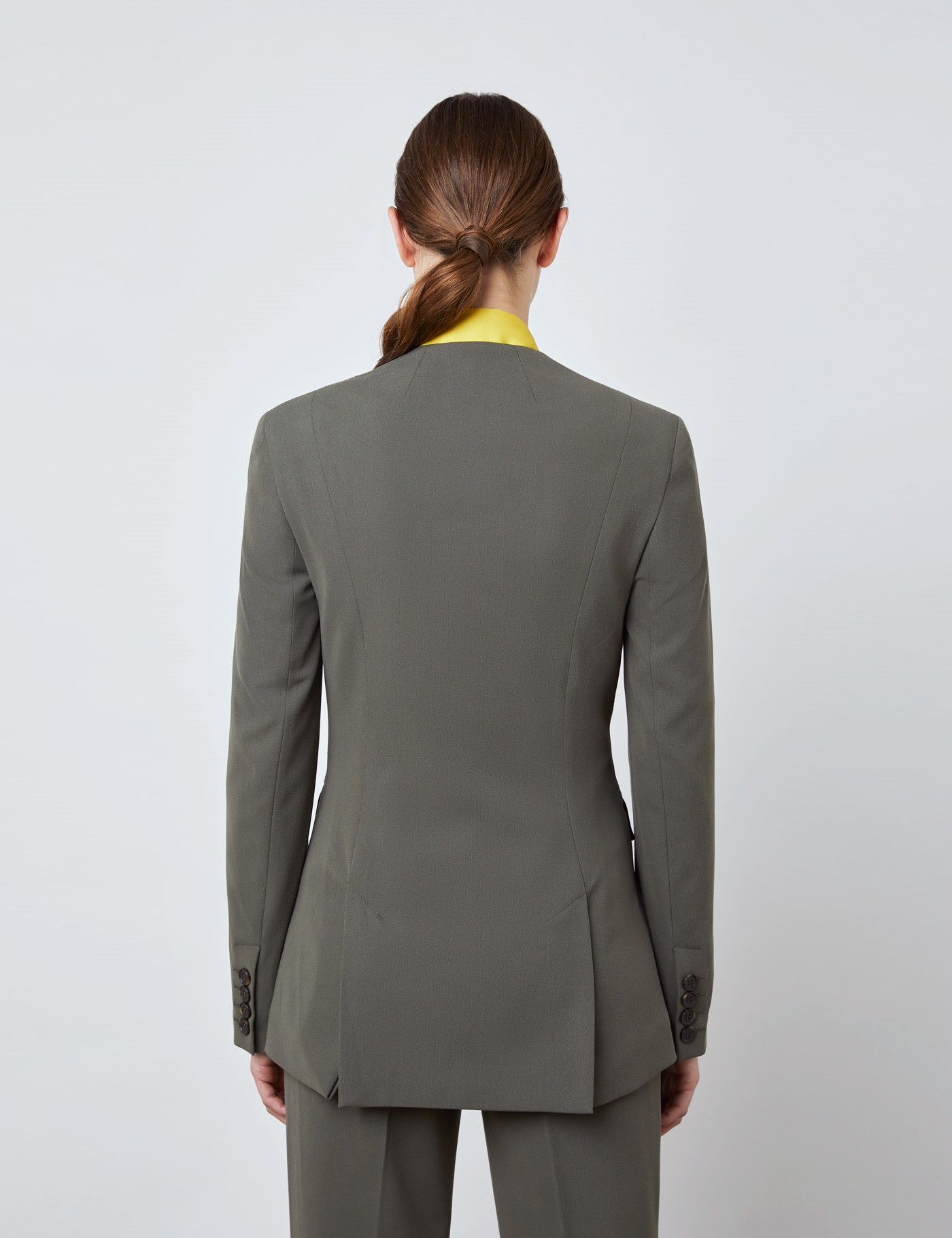 Women's Olive Slim Fit Collarless Suit Jacket | Workwear | Suits ...