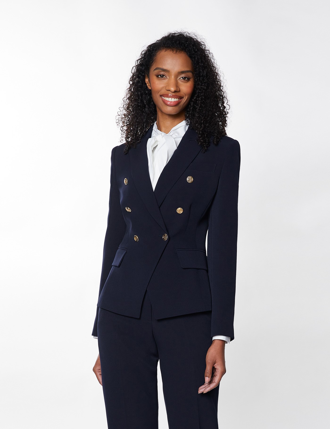 Women’s Double Breasted Suit Jacket in Navy | Hawes & Curtis