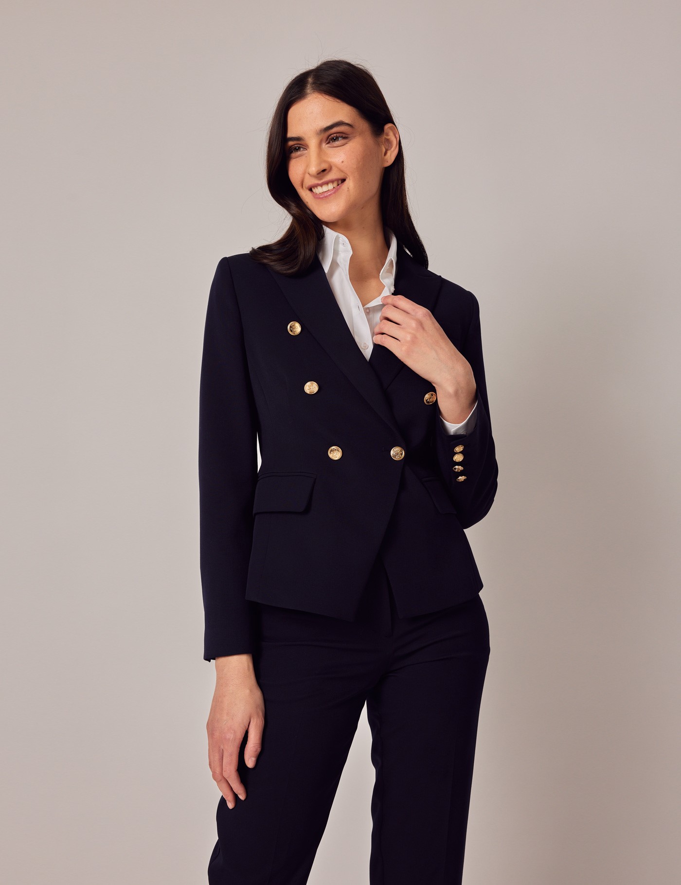 Women’s Double Breasted Suit Jacket in Navy | Hawes & Curtis