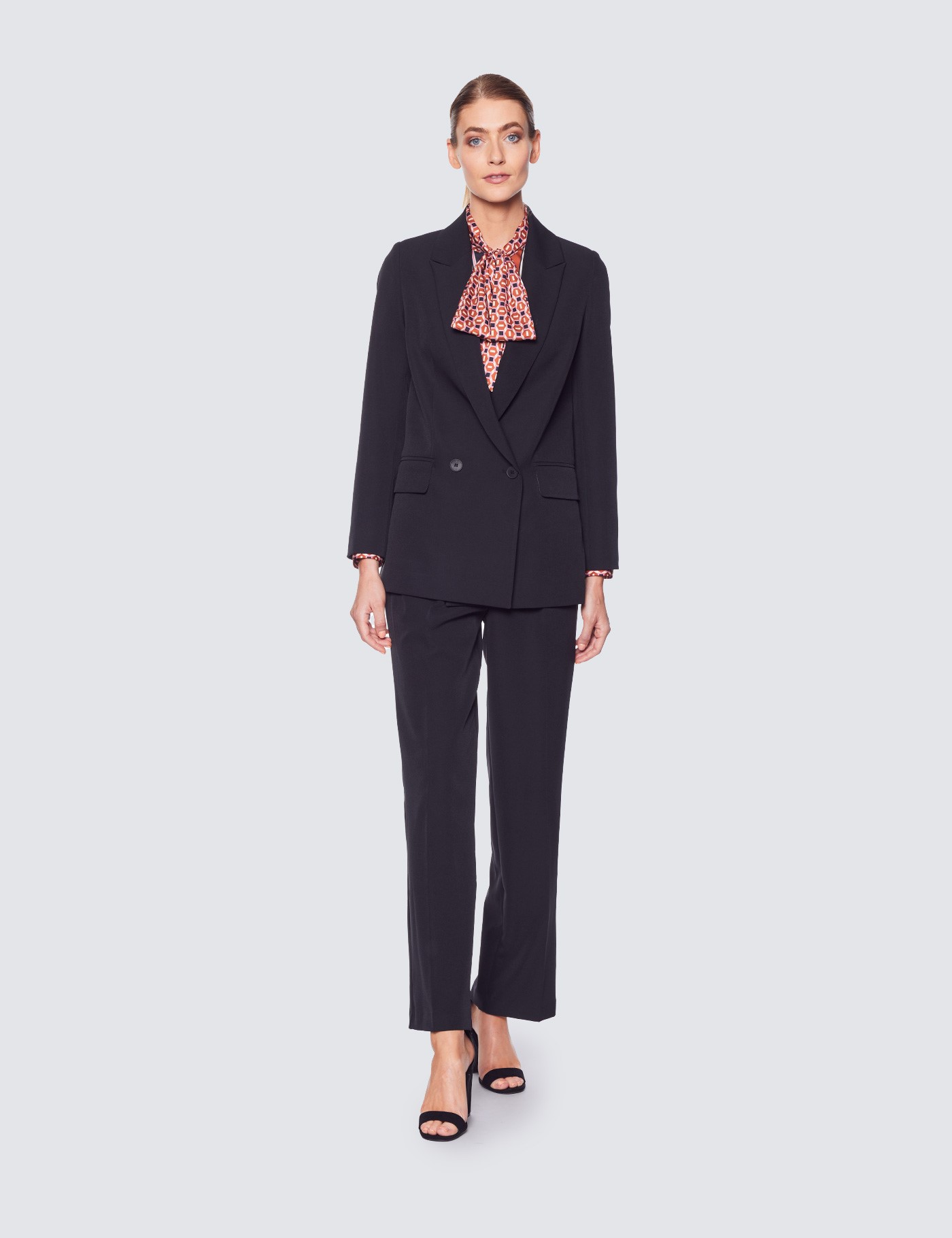 Women 2 Piece Bespoke Pantsuit Black Velvet Blazer Suit Set Double