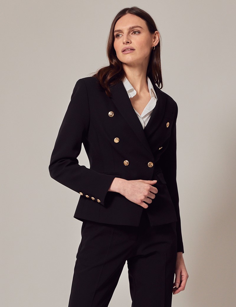 Black Double Breasted Suit Jacket | Hawes & Curtis