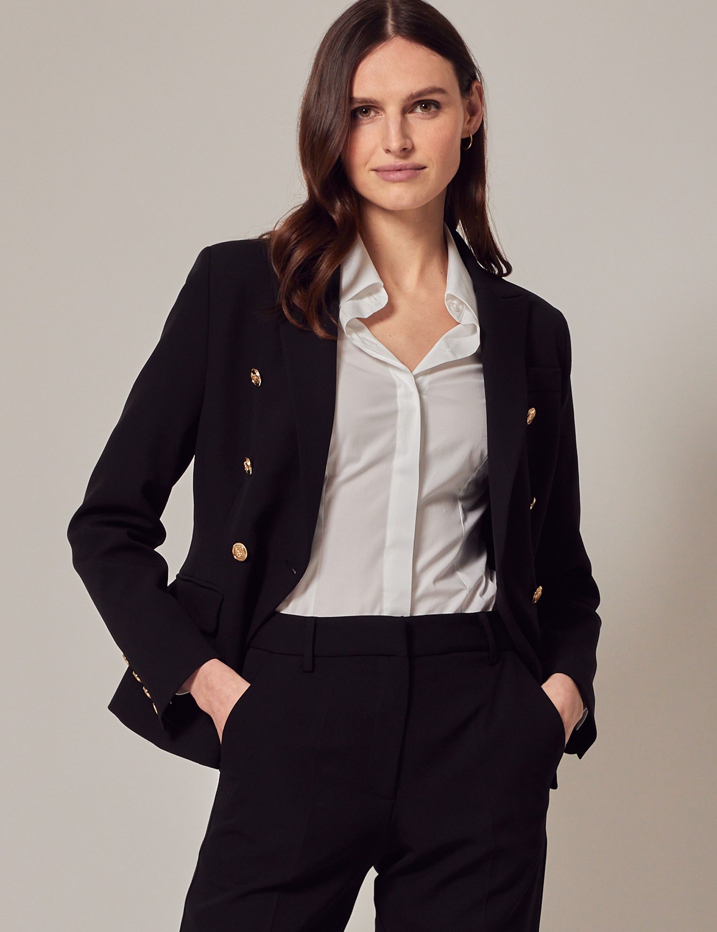 Black Double Breasted Suit Jacket | Hawes & Curtis