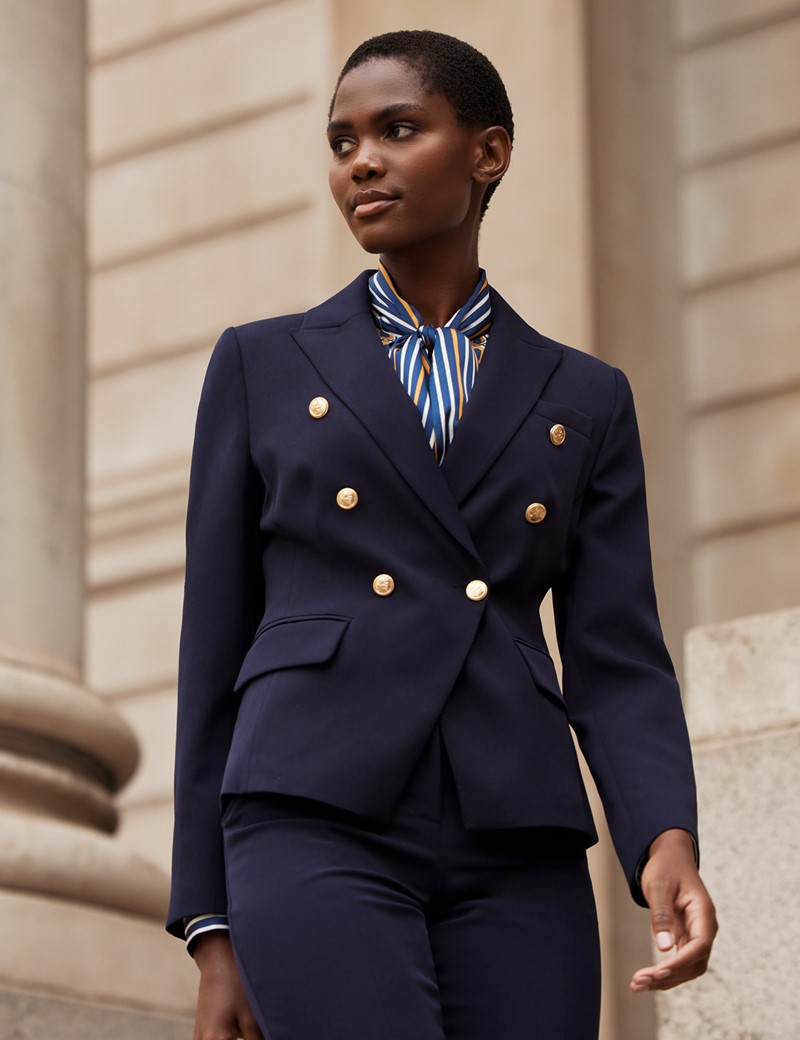 Navy Double Breasted Suit Jacket