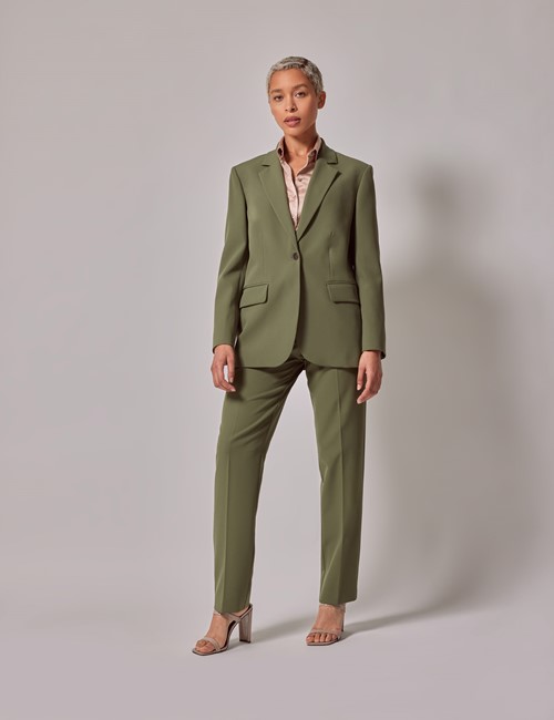 Women's Olive Green Tailored Trousers