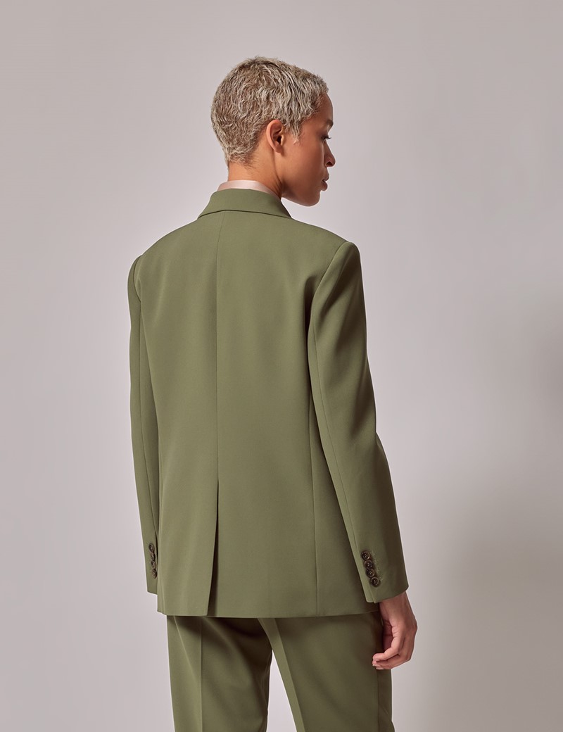 Women's Olive Green Single Breasted Longline Blazer | Hawes & Curtis