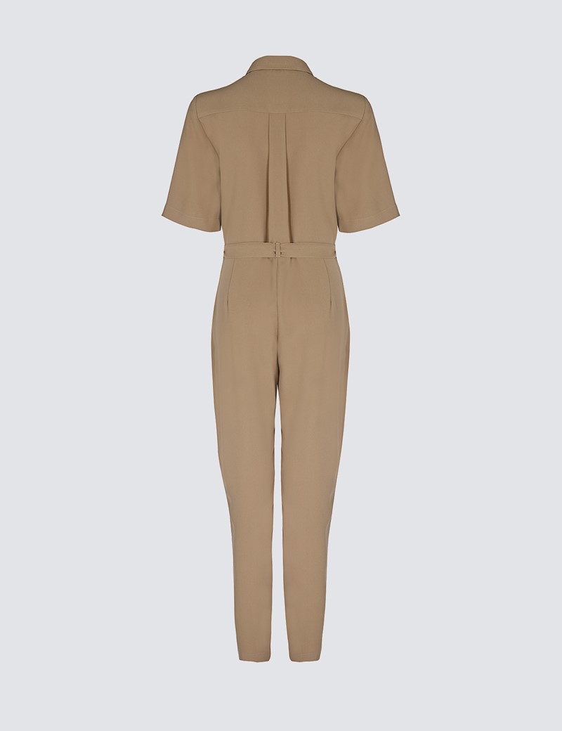 Finery Women's Sand Jessie Jumpsuit with Patch Pockets - Hawes & Curtis