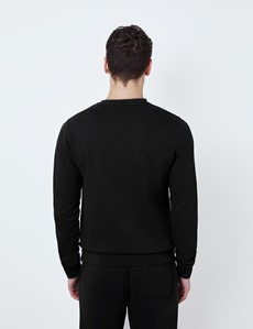 Rundhals Lounge Sweatshirt – Garment Dye – Bio-Baumwolle – Schwarz