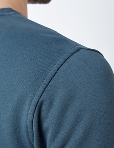 Airforce Blue Garment Dye Organic Cotton Crewneck Sweatshirt 